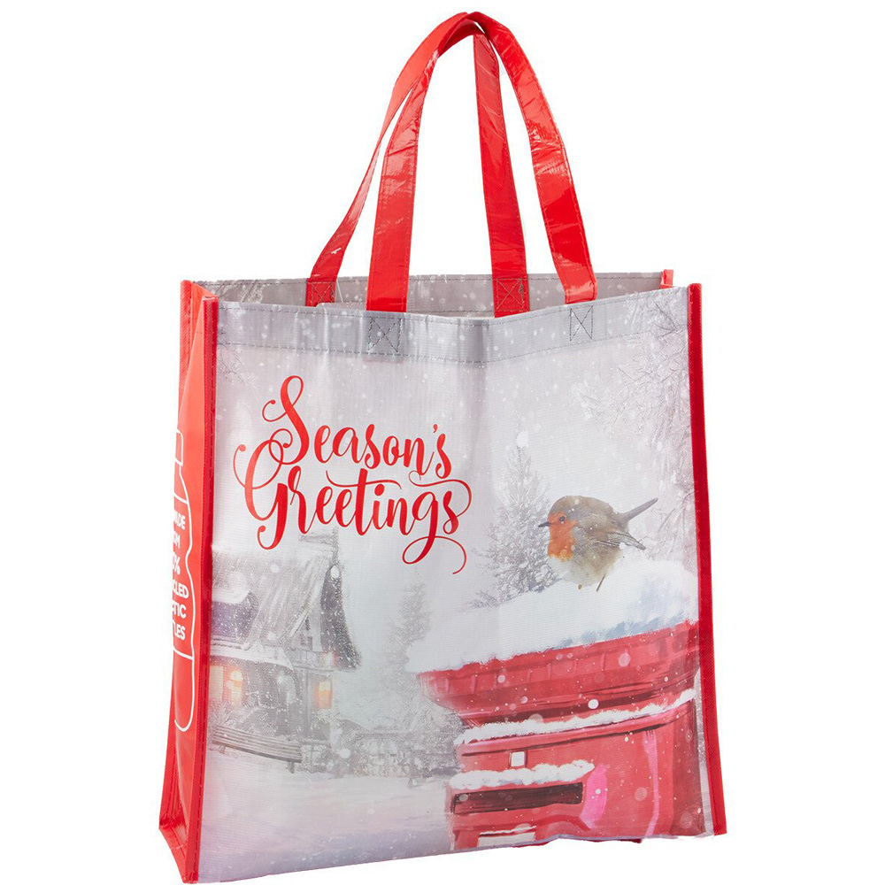 Seasons Greetings Robin Shopper Bag - Red Image 3
