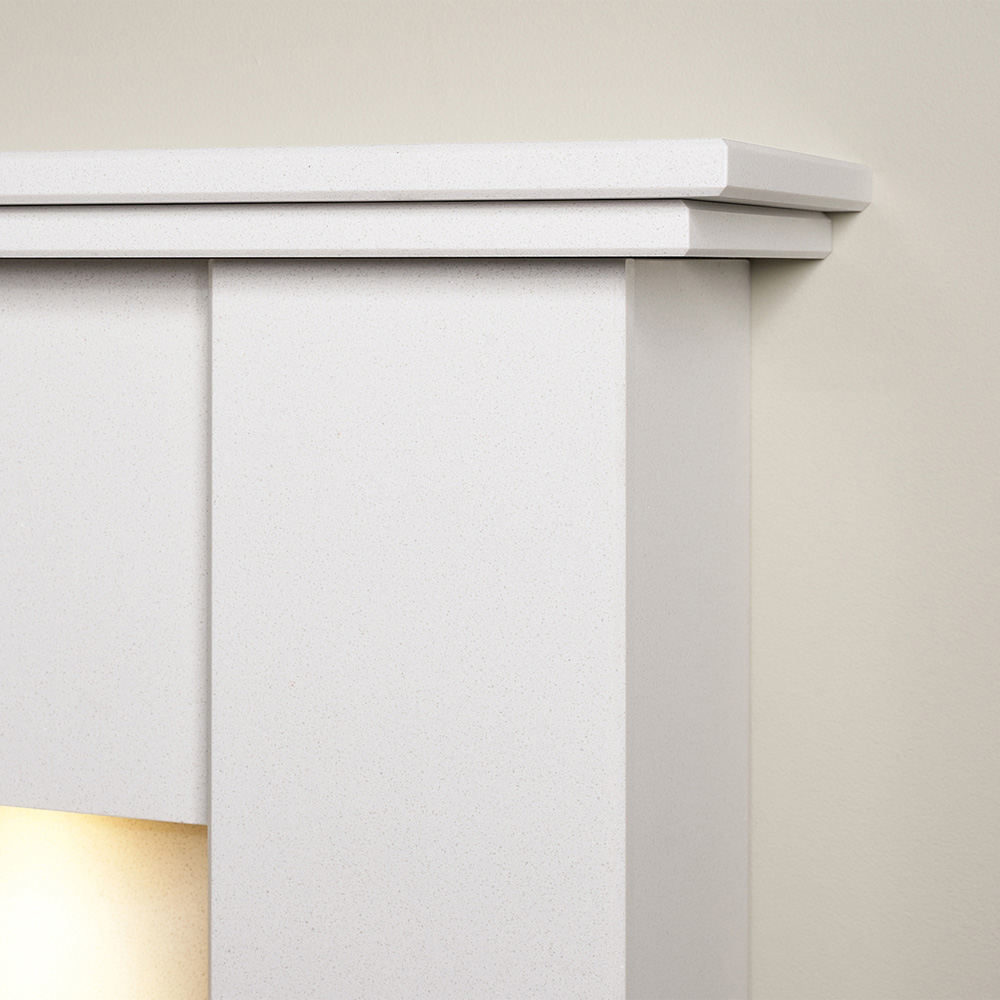 Adam Avila White Marble Fireplace with Brass Vela Electric Fire 48 Inch Image 4