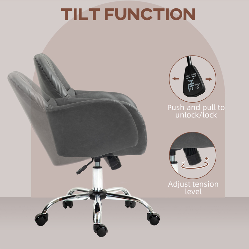 Portland Grey PU Leather Swivel Office Chair Image 5