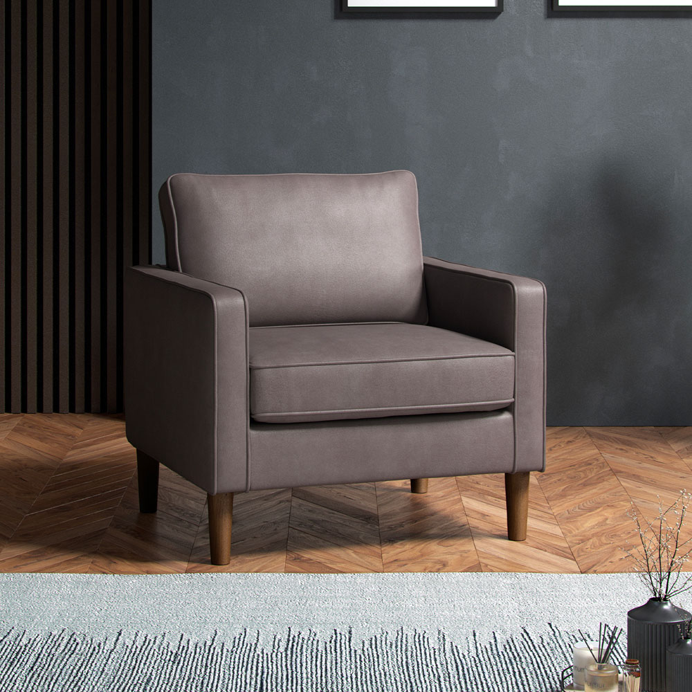Bexhill Grey Faux Leather Armchair Image 4
