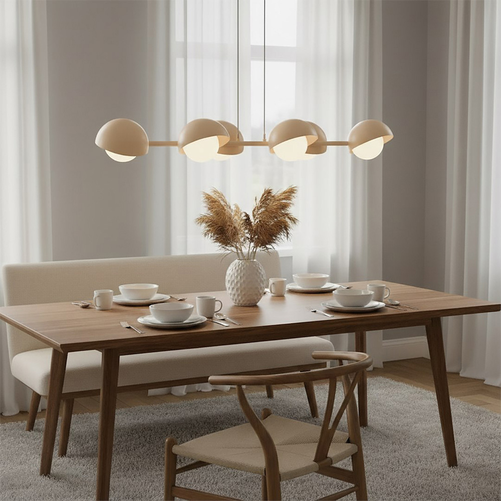 Emibig Boom 6 Light White Shade Mocha Pendant Lamp Image 2