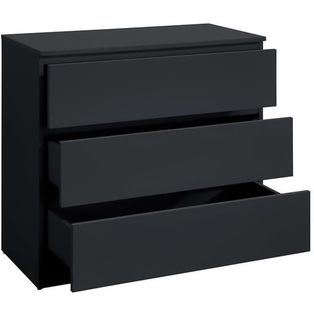 Oslo 3 Drawer Black Chest of Drawers Image 3
