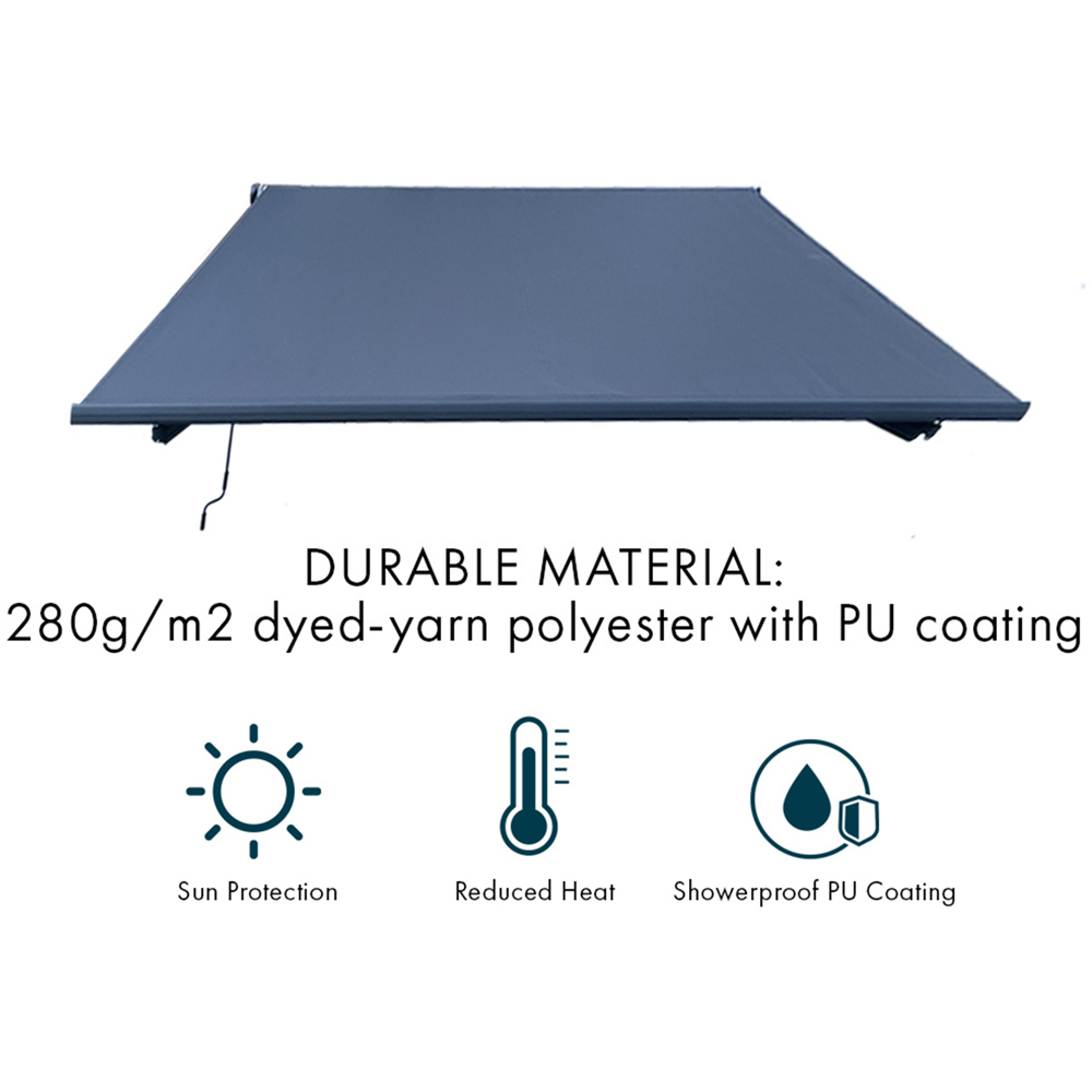 Jack Stonehouse Dark Grey Manual Retractable Awning 3 x 2.5m Image 5