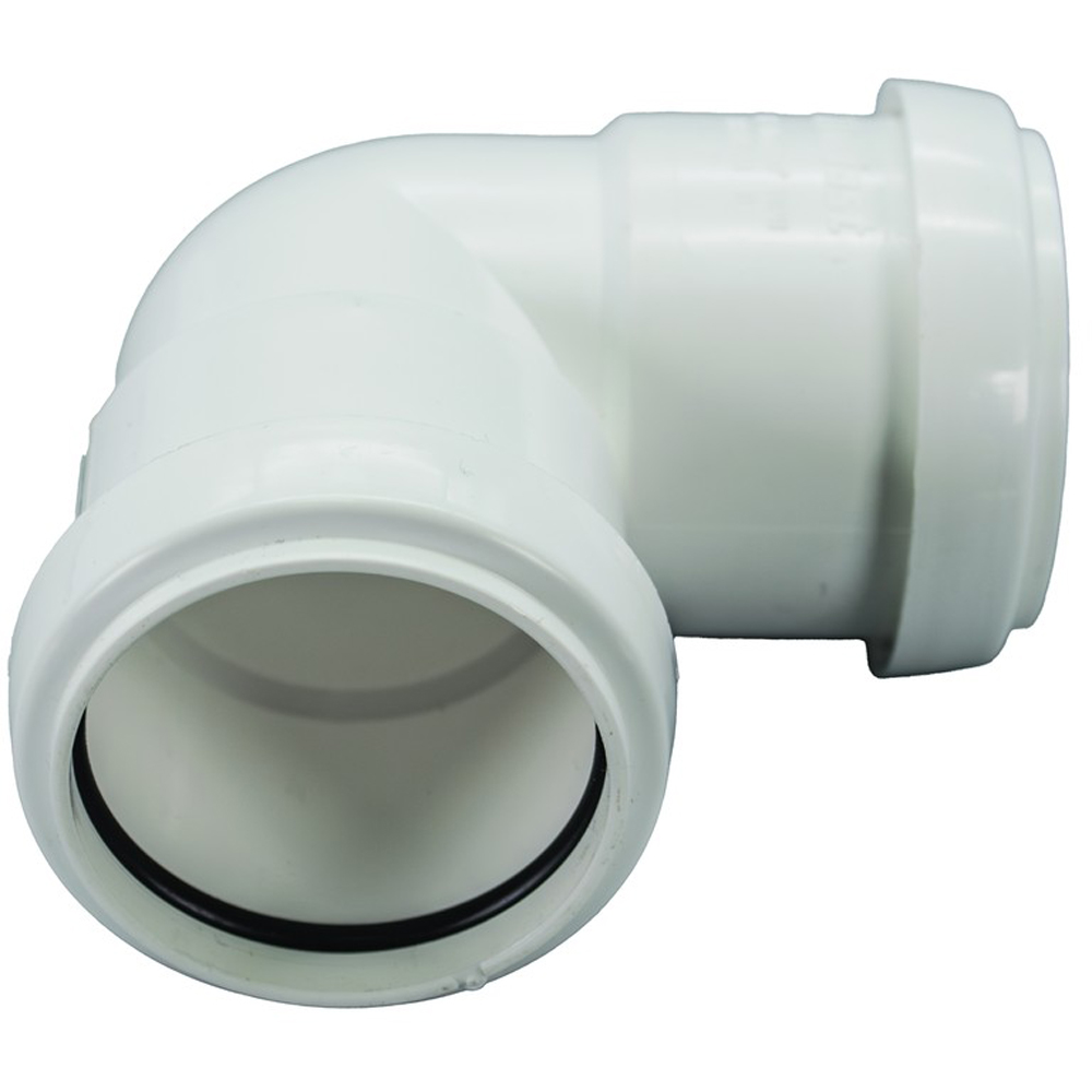 FloPlast Push Fit Waste 90 Degree Knuckle Bend White 40mm Image 2