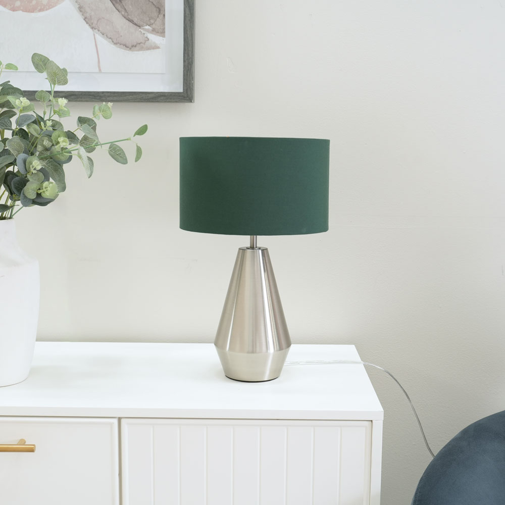 ValueLights Jax Forest Green Shade Brushed Chrome Touch LED Table Lamp Image 5