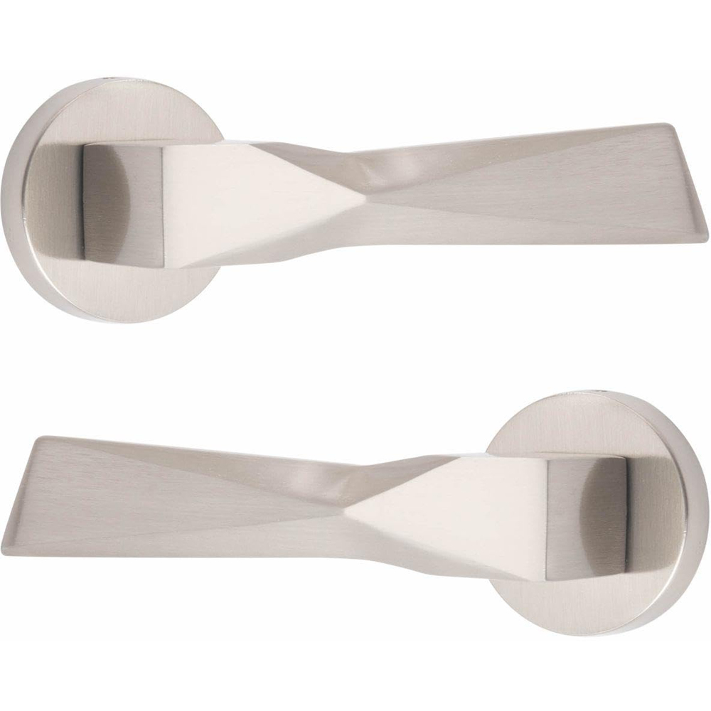 Golden Grace Modern Aura Satin Nickel Euro Lock Handles Set Image 3