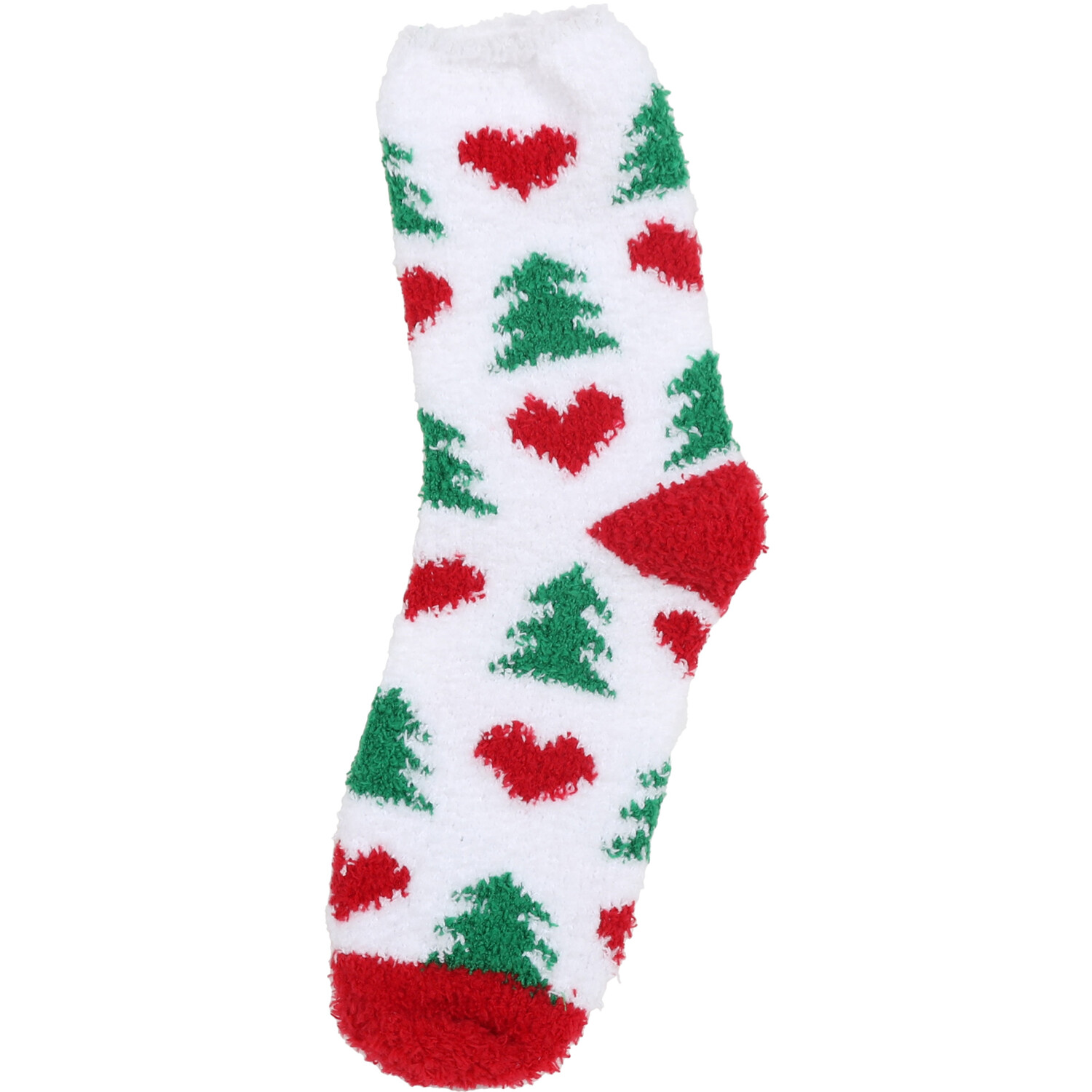 Christmas Womens Fluffy Socks - Red, White and Green Image 7