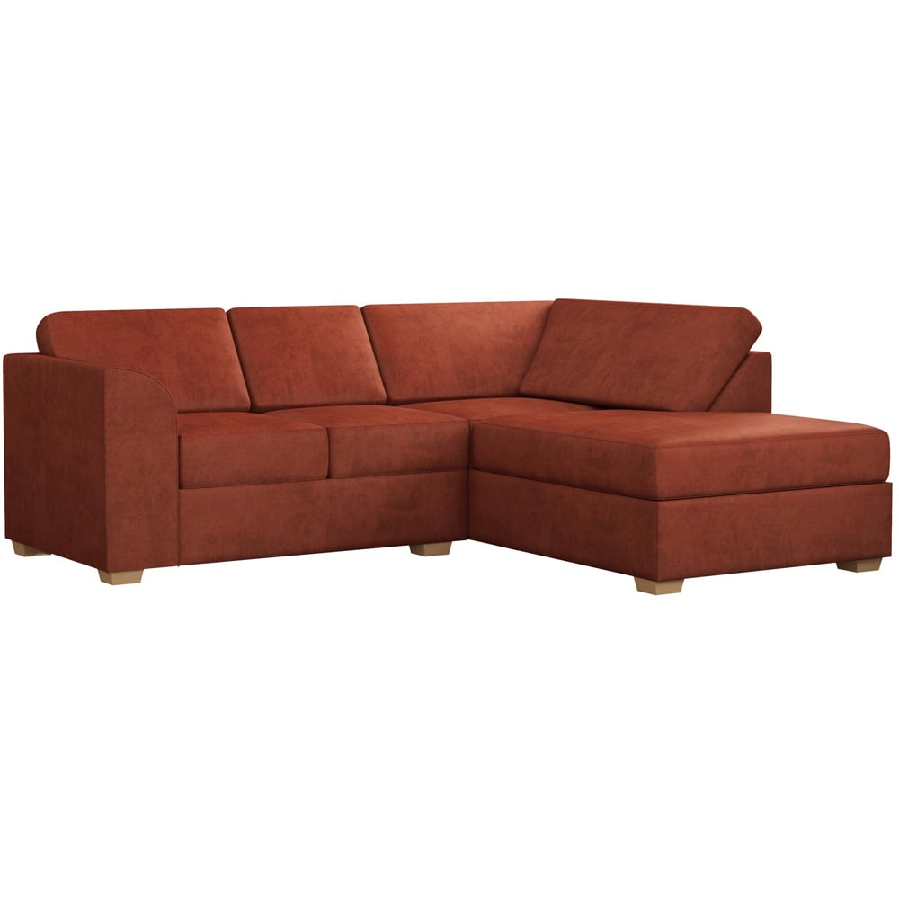 Modo 3 Seater Marmalade Plush Velvet Right Hand Fixed Back L-Shape Corner Sofa Image 2