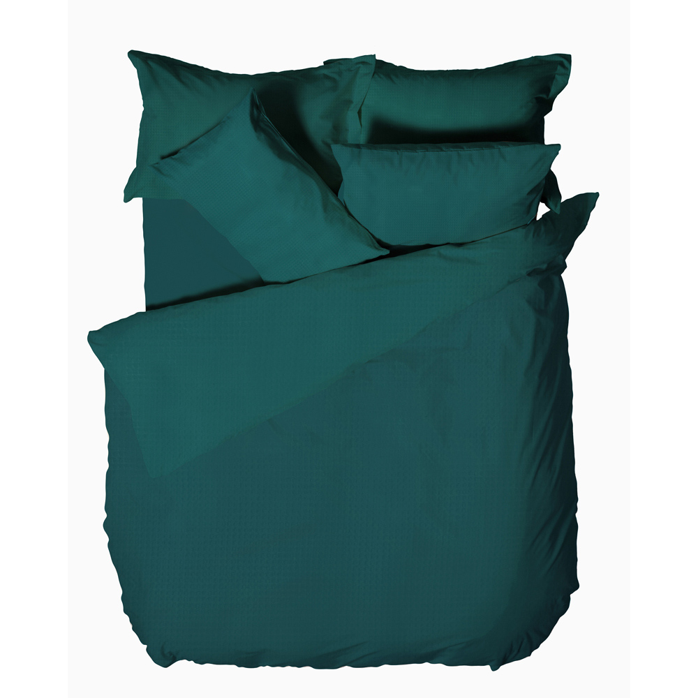 Yard Super King Teal Waffle Duvet Set Image 4