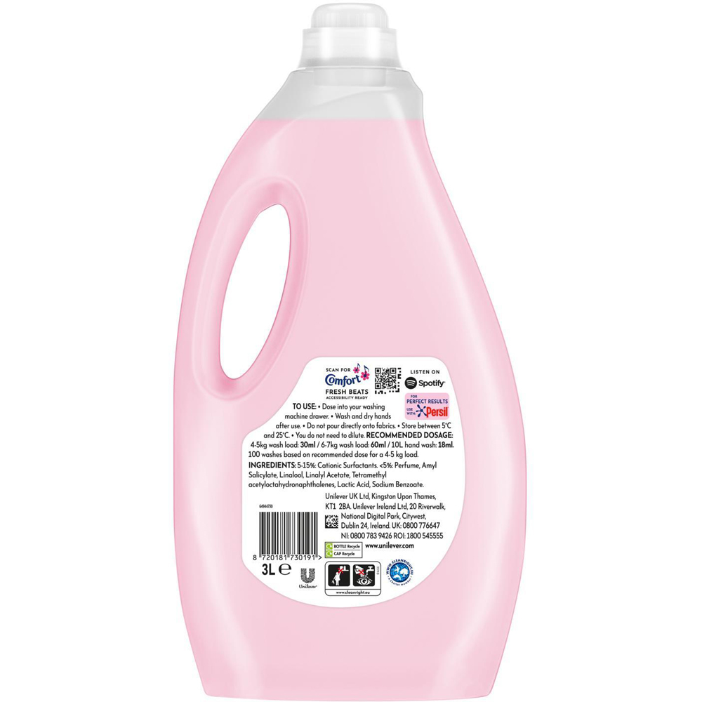 Comfort Fresh Spring Blossom Liquid Fabric Conditioner 100 Washes 3L 4 Pack Image 3