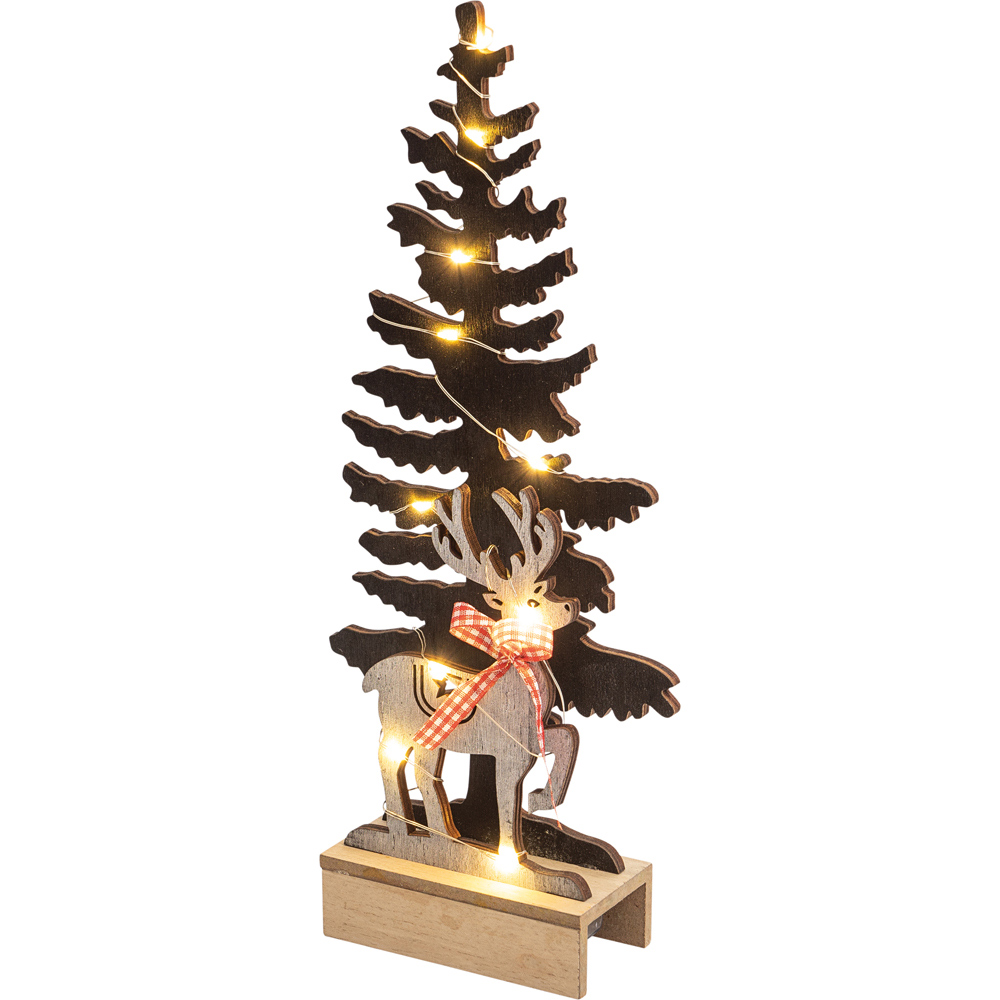 St Helens Festive Lights Wooden Christmas Tree Decoration 31cm Image 3