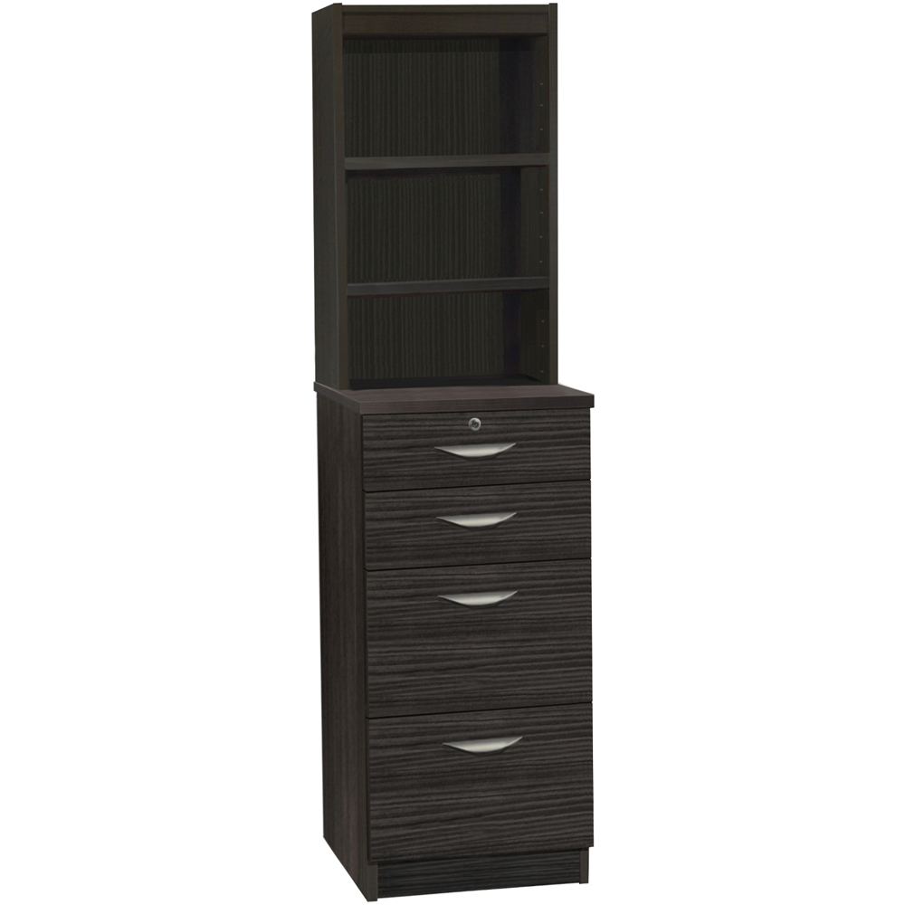 R White Cabinets 4 Drawer 3 Shelf Black Filing Cabinet with Hutch Image 2