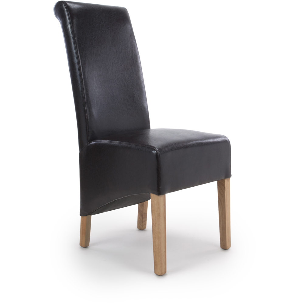 Krista Set of 2 Black Bonded Leather Roll Back Dining Chair Image 6