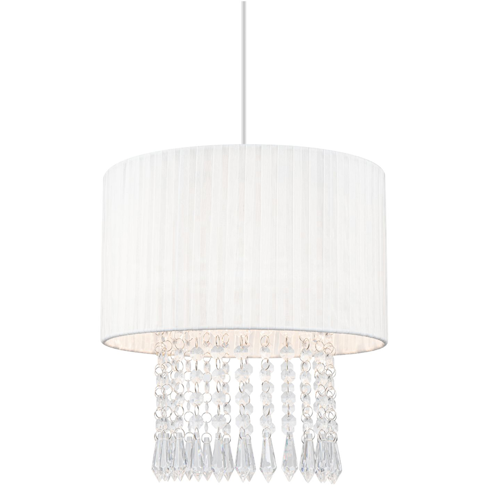 Cosylyte Winni Cream White Beaded Voile Easyfit Modern Lamp Shade Image 3