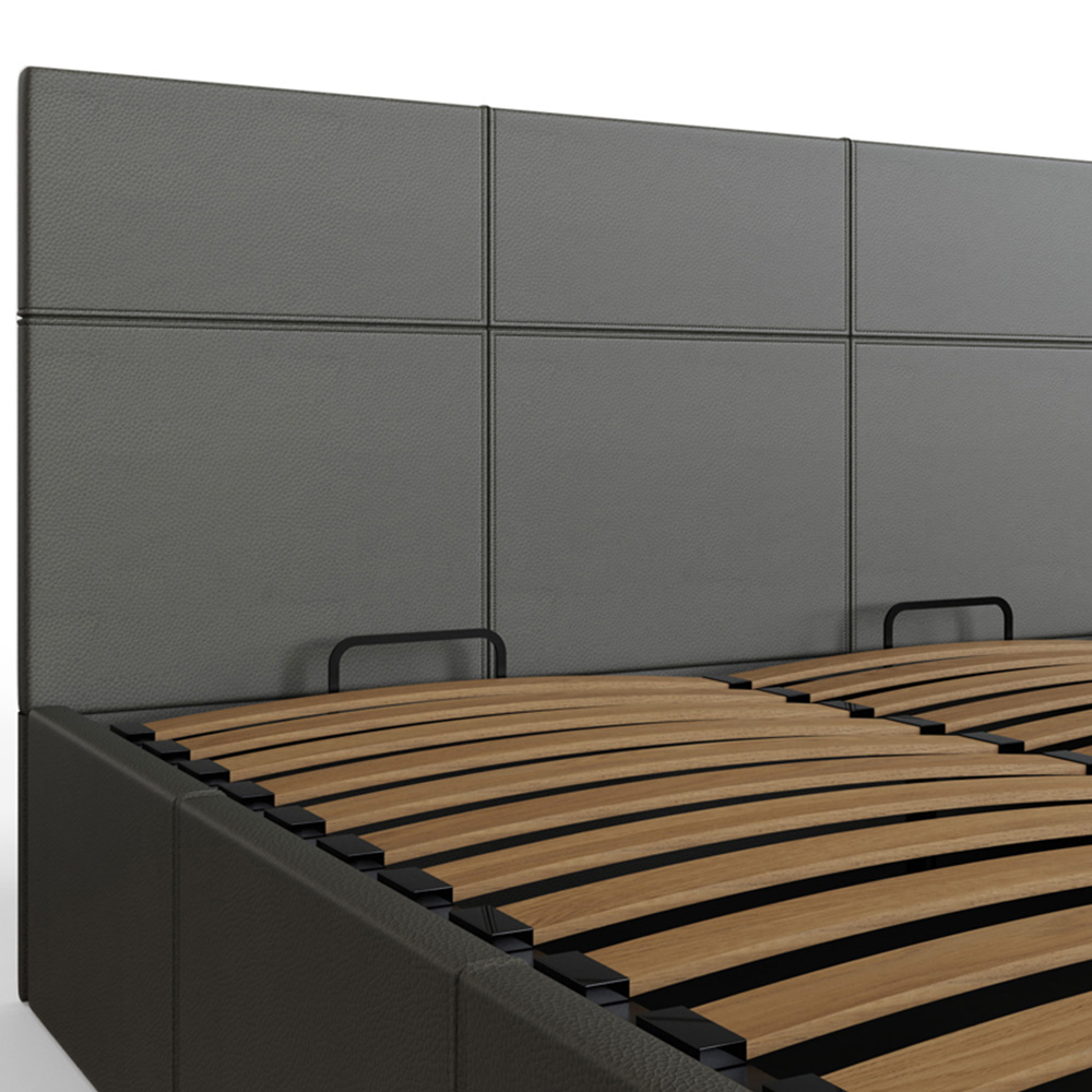 GFW Small Double Grey Faux Leather End Lift Ottoman Bed with Bonnell Mattress Image 5