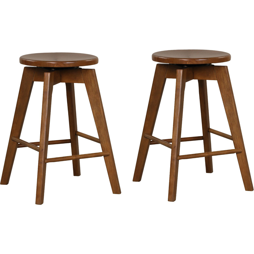 Costway Brown Swivel Counter Height Bar Stool Set of 2 Image 2