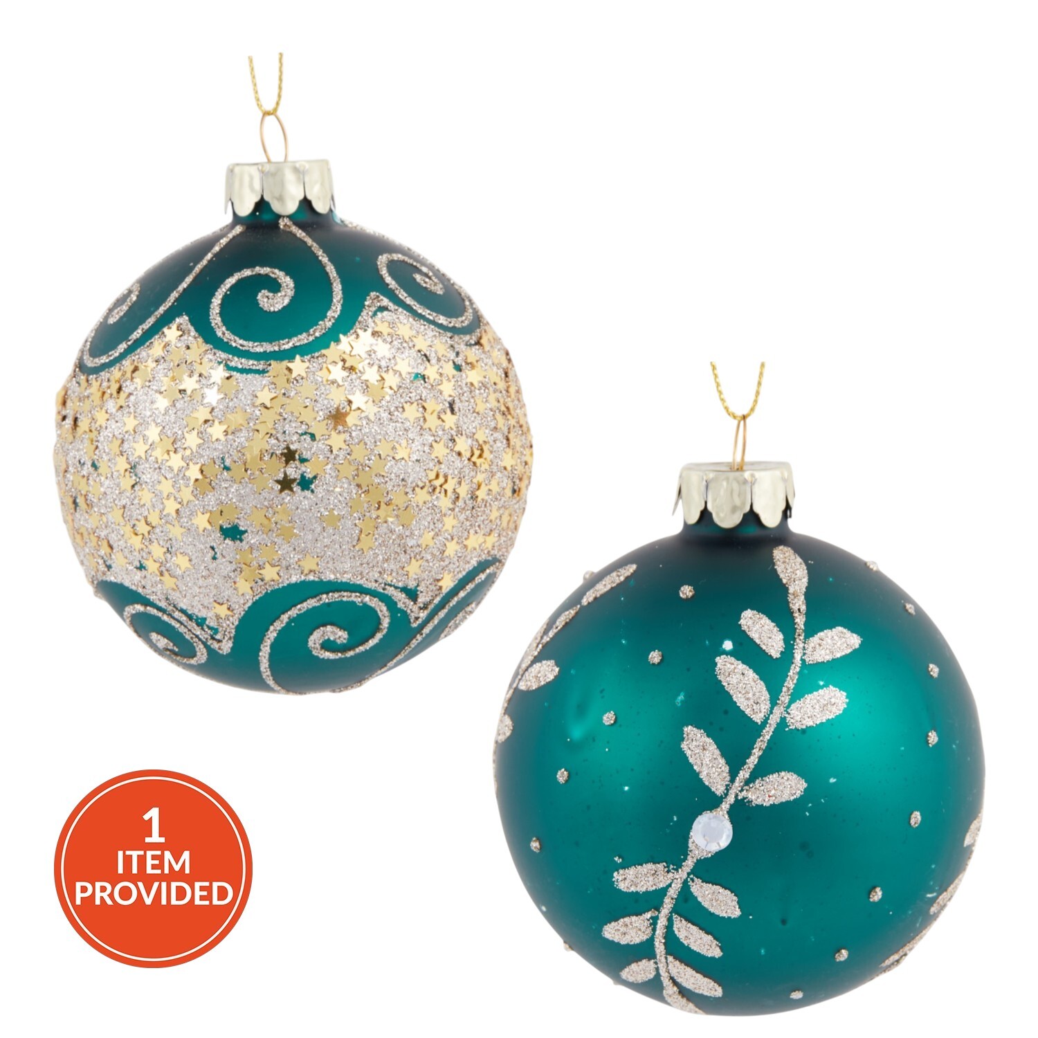 Emerald Glitter Pattern Bauble Image 1