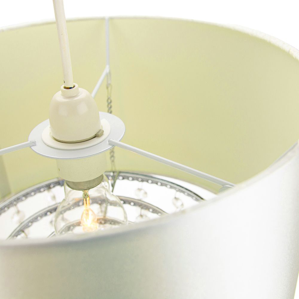 Happy Homewares Cream Satin Fabric Pendant Light Shade Image 3