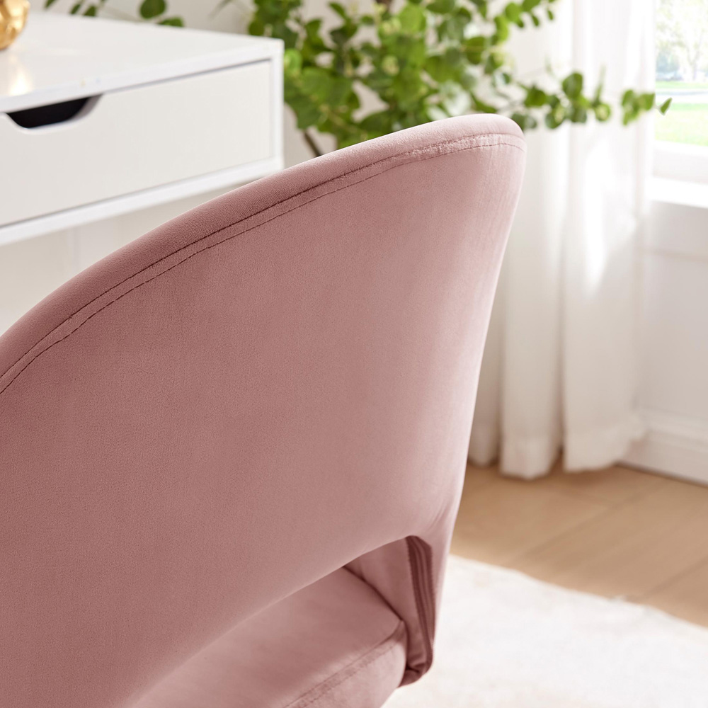 Furniturebox Courtez Pink Velvet and Silver Office Chair Image 2