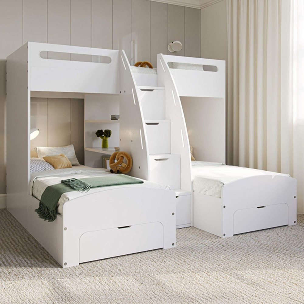 Flair Eddie White Triple Bunk Bed with Storage Image 5