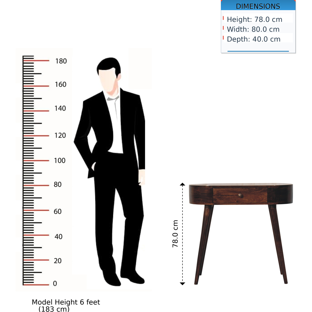 Artisan Furniture California Walnut Single Drawer Solid Wood Rounded Small Console Table Image 9
