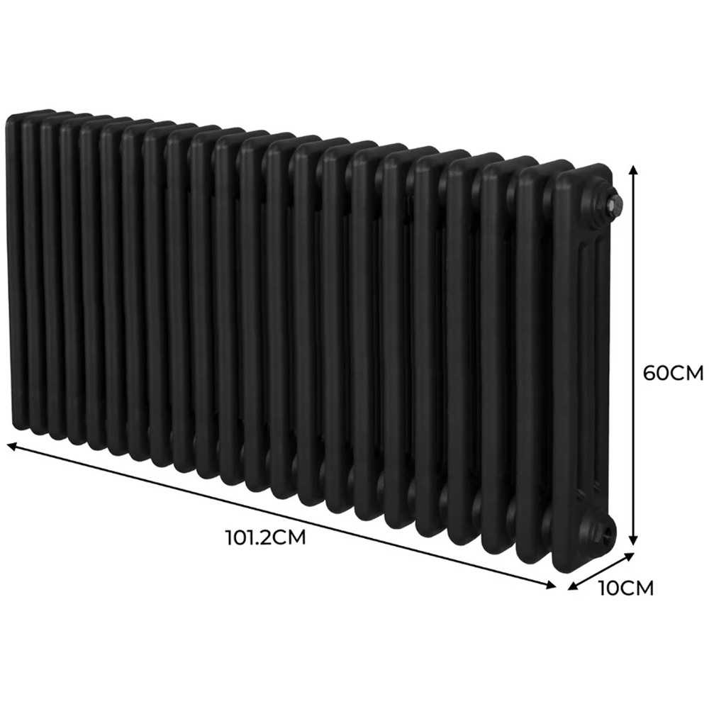 Monster Shop 5292 BTU Black Traditional 3 Column Radiator 600 x 1012mm Image 6