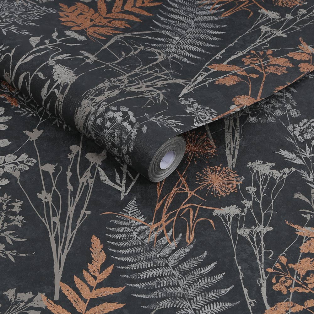 Superfresco Easy Organics Black and Copper Wallpaper Image 2