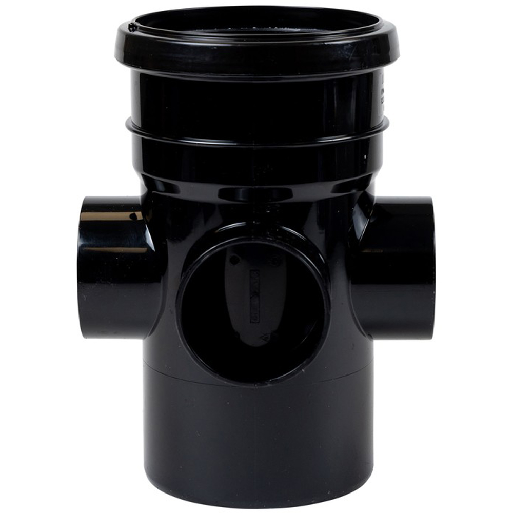FloPlast Ring Seal Soil Boss Pipe Single Socket Black 110mm Image 1