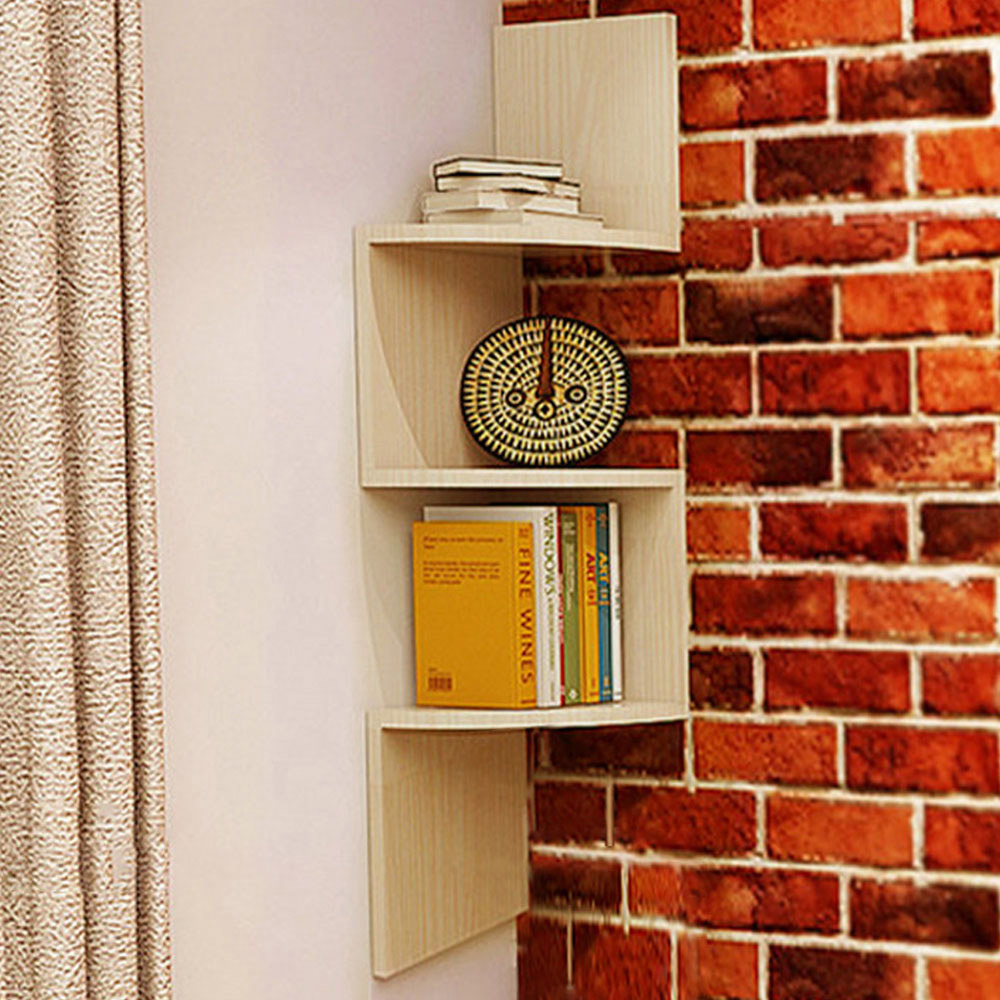 Living and Home Multi Tiered Natural Wall Corner Shelf 19.5 x 81cm Image 2