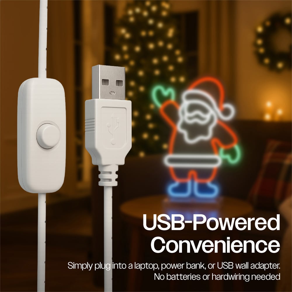 Xmas Haus Neon LED Wall Mountable Santa 29 x 17cm Image 5