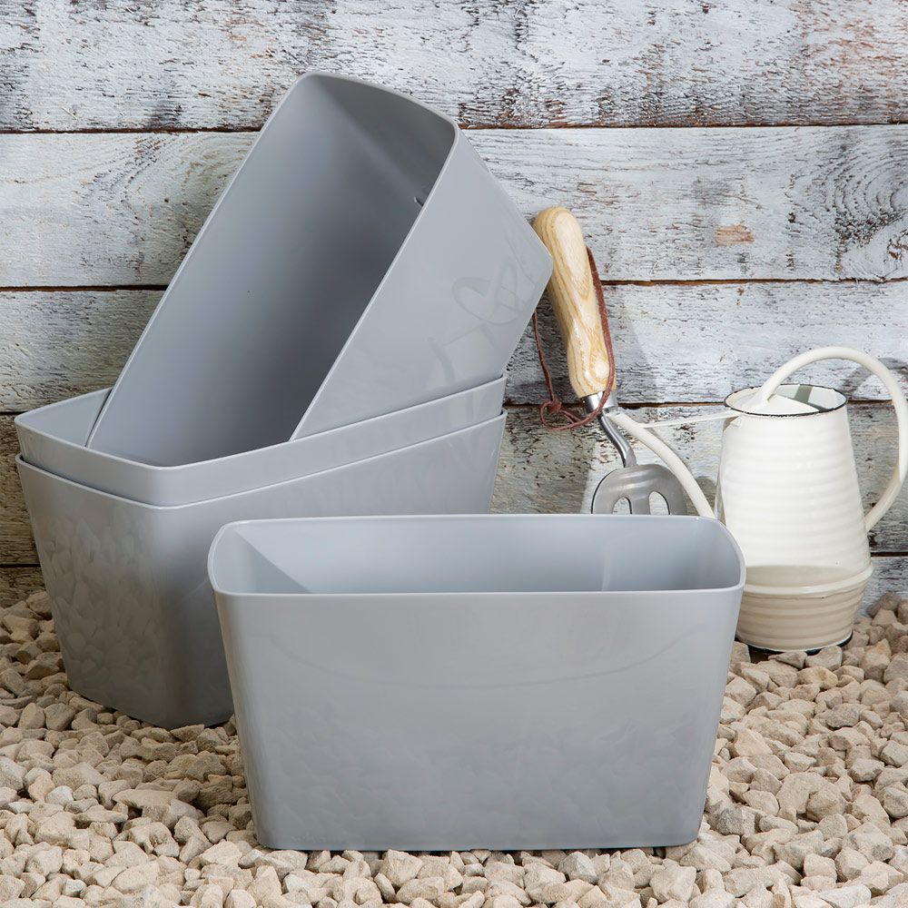 Wham Studio Cool Grey Rectangular Plastic Trough 30cm 4 Pack Image 5