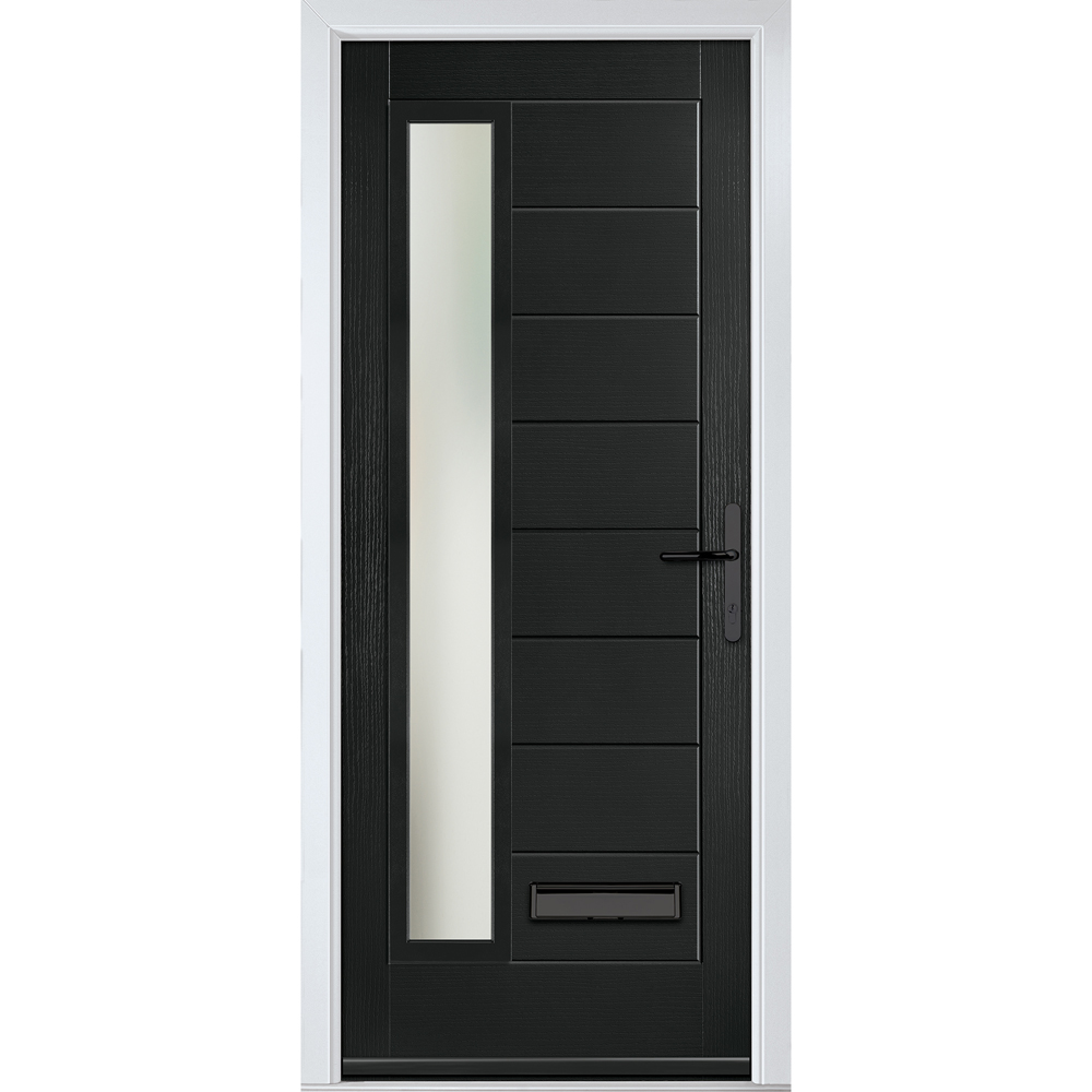 Crystal-Direct Monza Black GRP Clear Glass Left Hand Open Front Door 2090 x 920mm Image 1