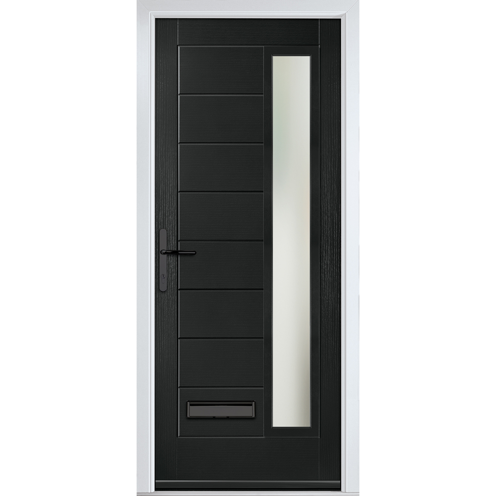 Crystal-Direct Monza Black GRP Clear Glass Right Hand Open Front Door 890 x 2090mm Image 1