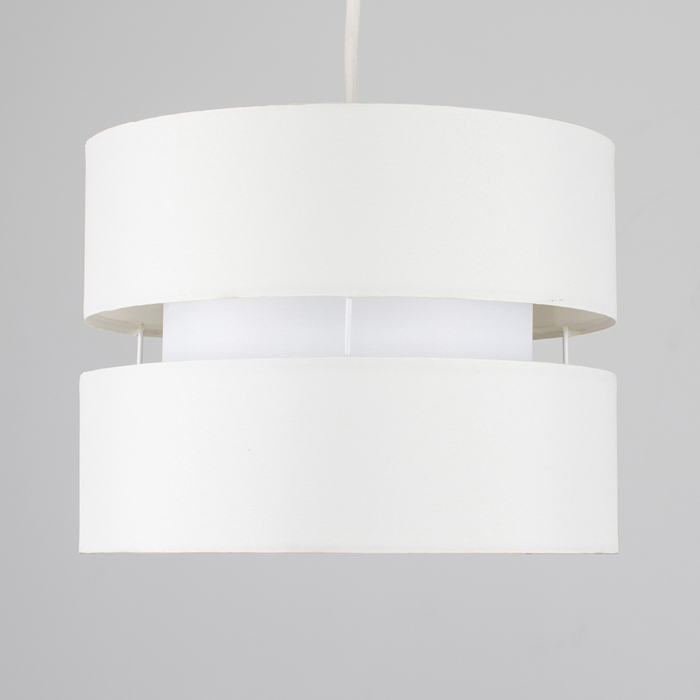 ValueLights Easy Fit Sophia Cream with White Inner Small Pendant Shade Image 3