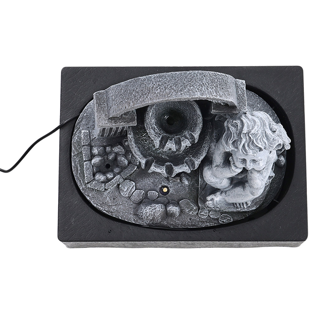 Living and Home Cherub Tabletop Resin Water Feature with Light Image 4