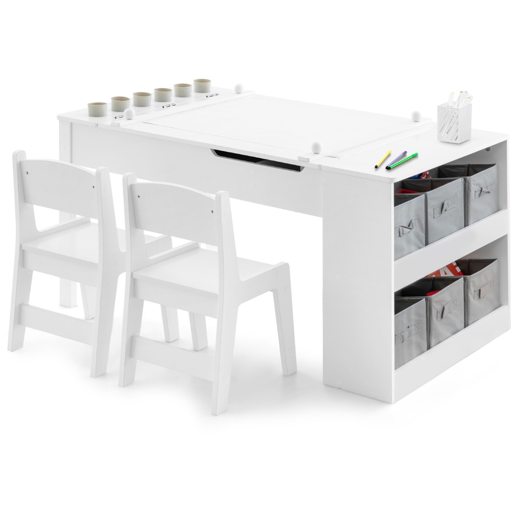 Costway 2 in 1 White Kids Art Table and Chair Set Image 2