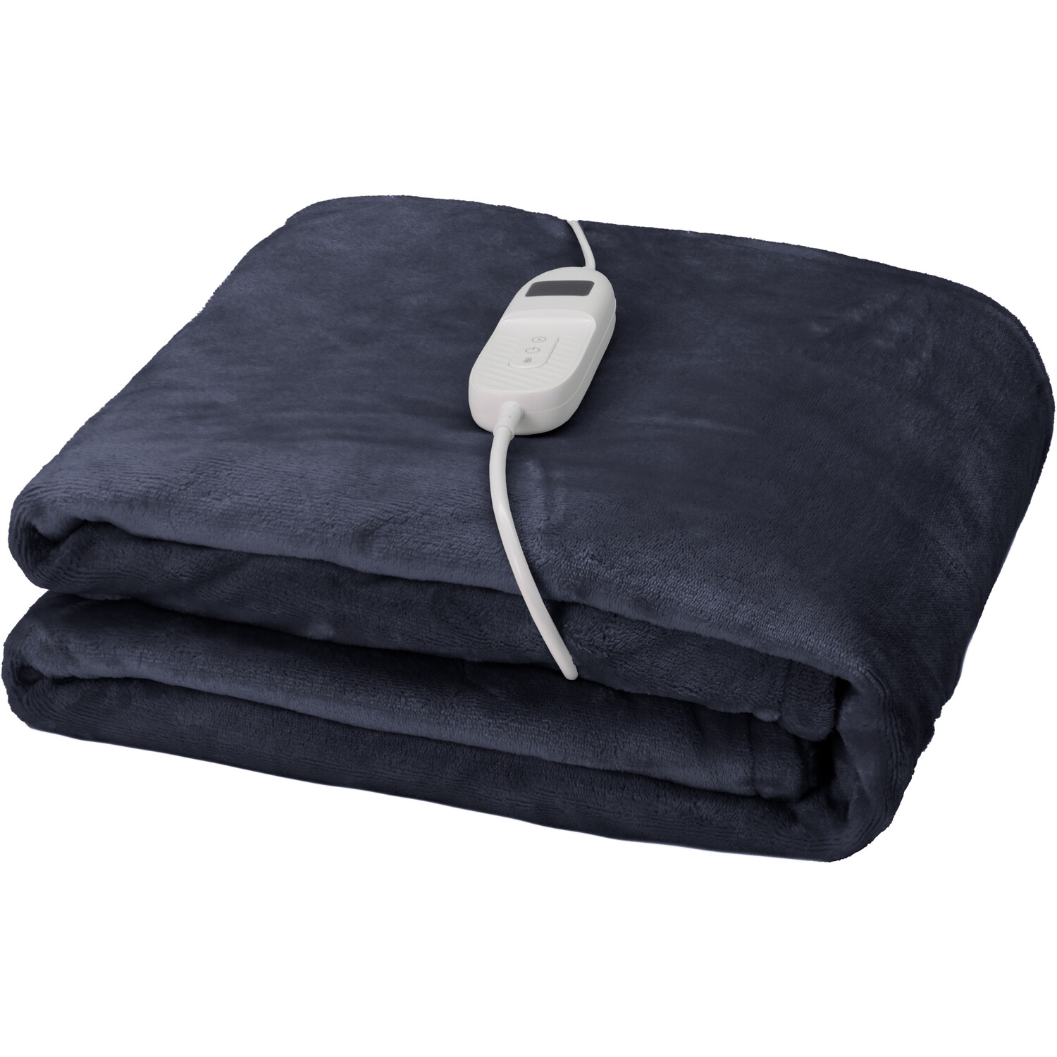 Plain Electric Fleece Throw Navy Image
