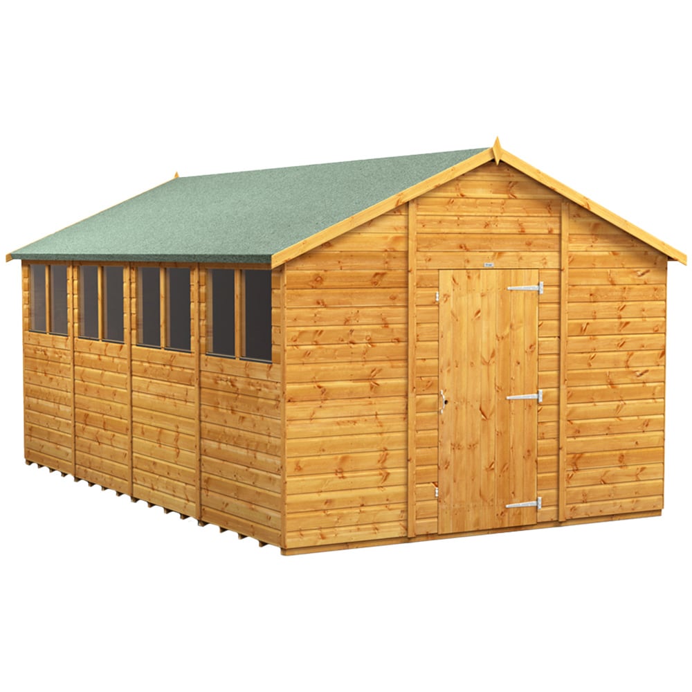 Power Sheds 16 x 10ft Apex Wooden Shed with Window Image 1