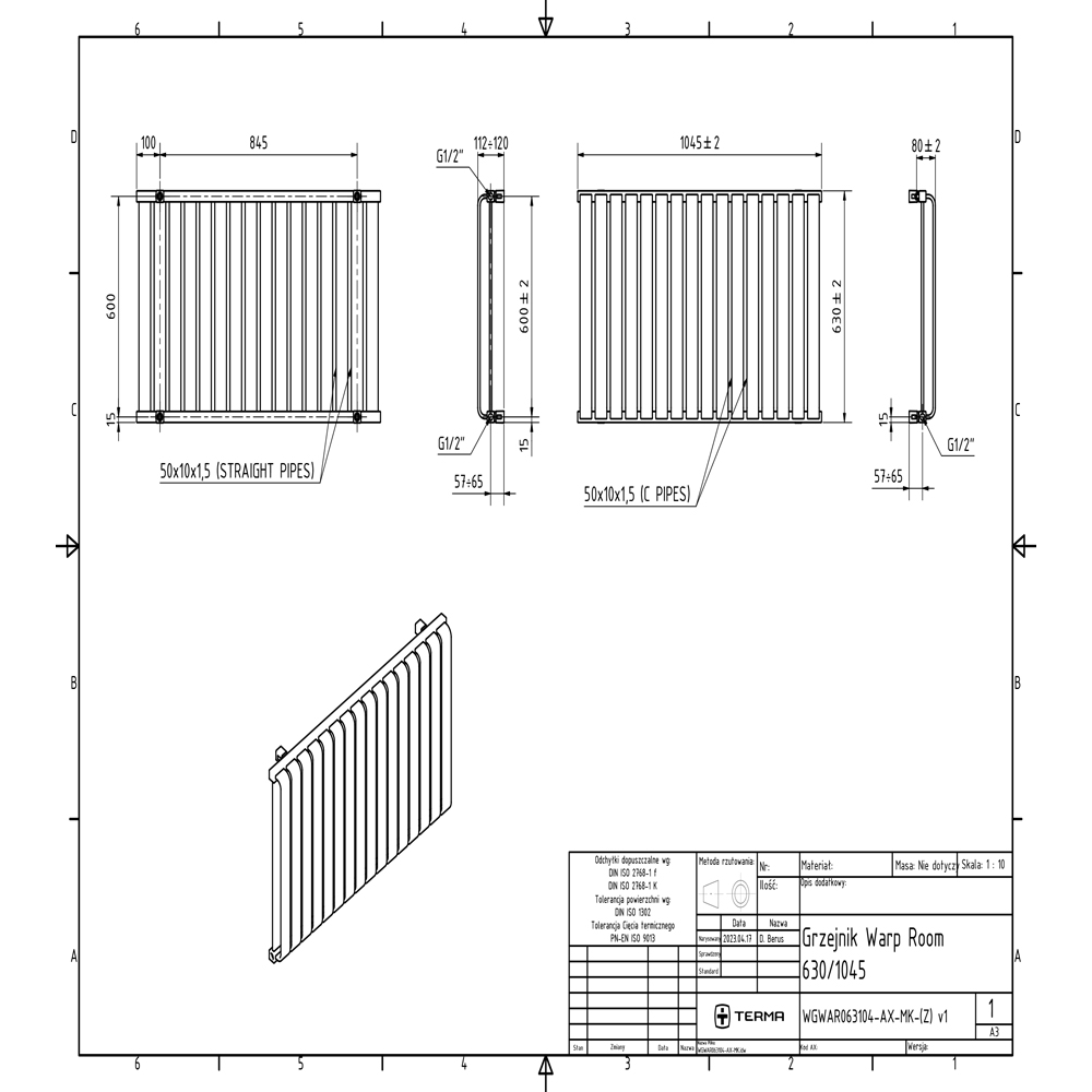 Terma Warp-Room E Wi-Fi Salt n Pepper Electric Radiator 1200W 630 x 1045mm Image 9