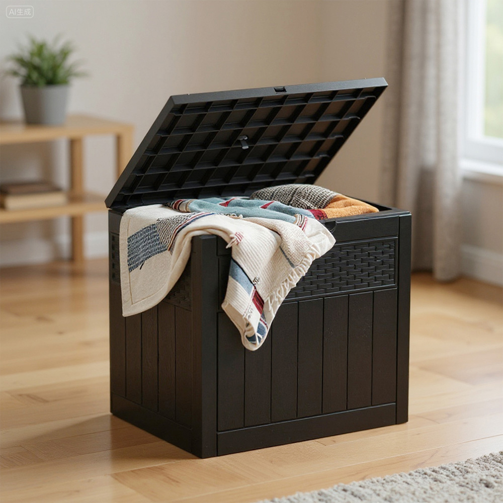 Living and Home Black Waterproof Rattan Texture Storage Box 126L Image 7