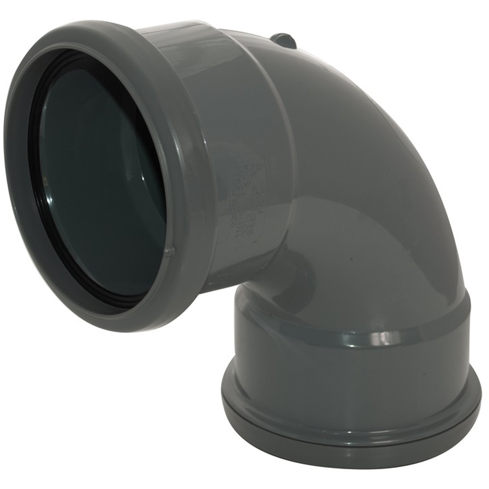 FloPlast Ring Seal Soil 92.5 Degree Double Socket Bend Anthracite Grey 110mm Image 5