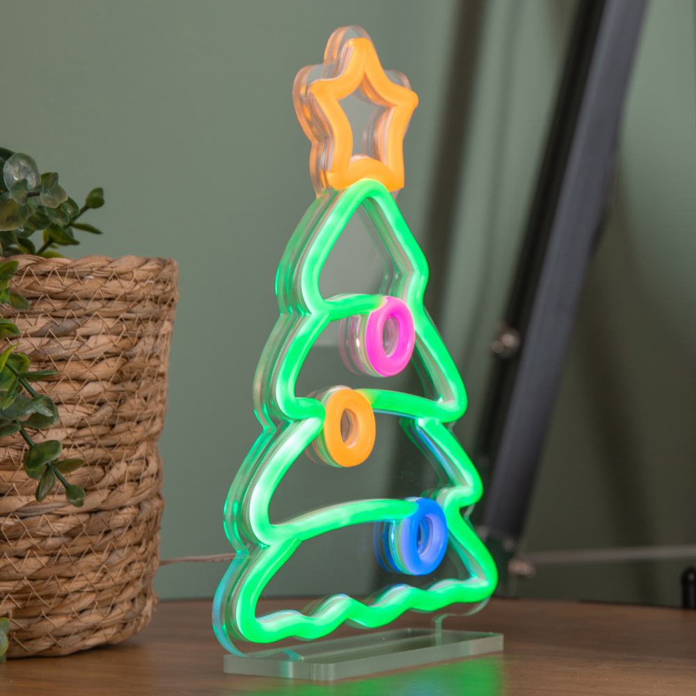 Premier Multicolour LED Christmas Tree Table Top Neon Sign 25 x 17cm Image 5