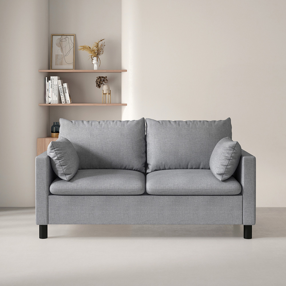 Laura 2 Seater Grey Linen Plush Padded Sofa Image 7