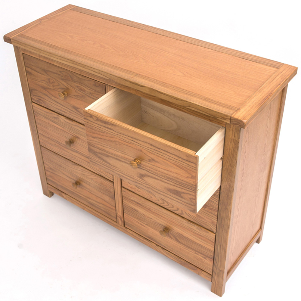 Cabinet Bits Trivento 6 Drawer Brown Wood Knob Chest of Drawers Image 5