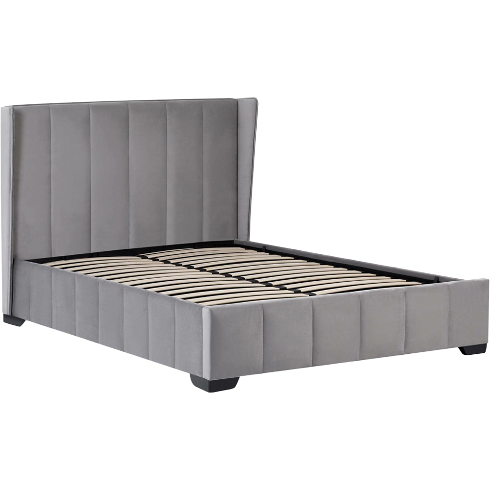 Julian Bowen Katie King Size Grey Velvet Bed Frame with Winged Headboard Image 3