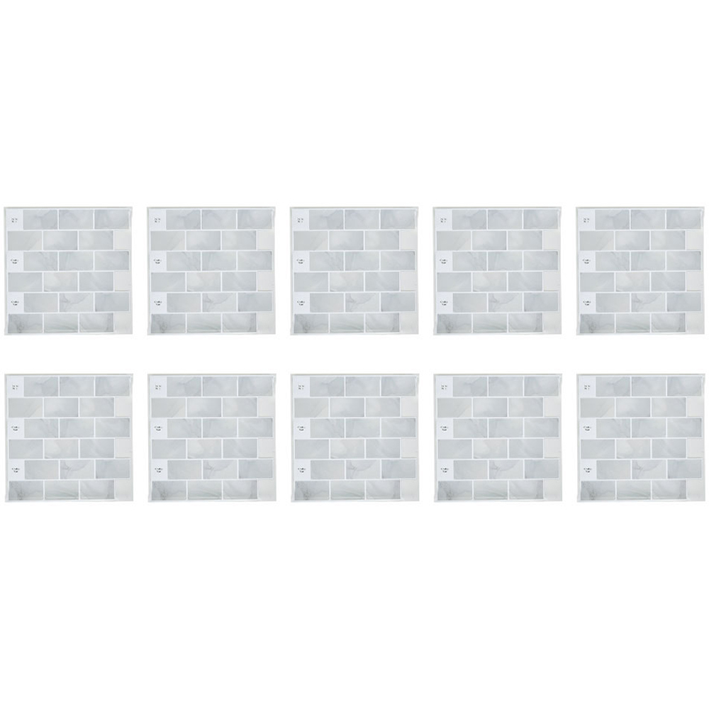 Living and Home Light Grey Marble Peel and Stick Wallpaper Tile 30 x 30cm 10 Pack Image 3