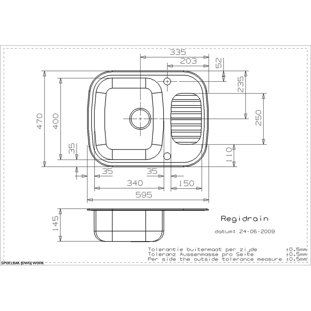 Reginox Regidrain R Inset Single Compact Reversible Sink 470 x 595mm Image 3