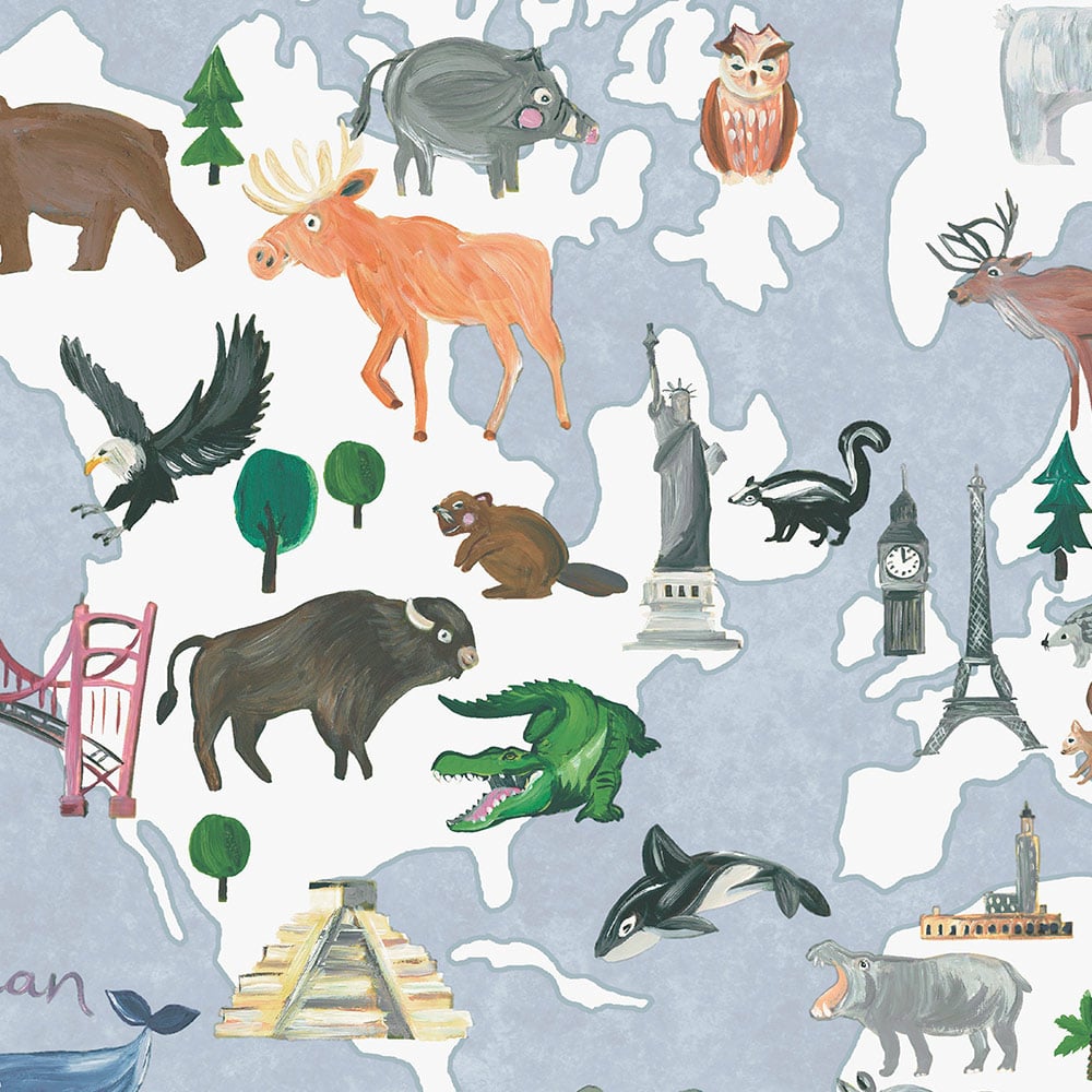Holden Decor Animal Maps Blue Wallpaper Image 5
