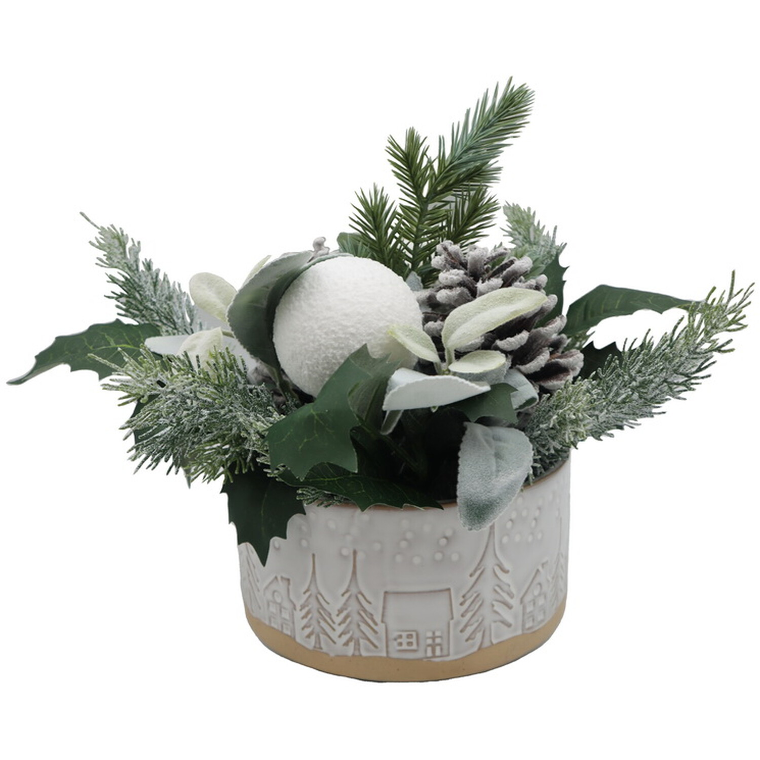 Scandi Floristry in Ceramic Pot White and Green Image