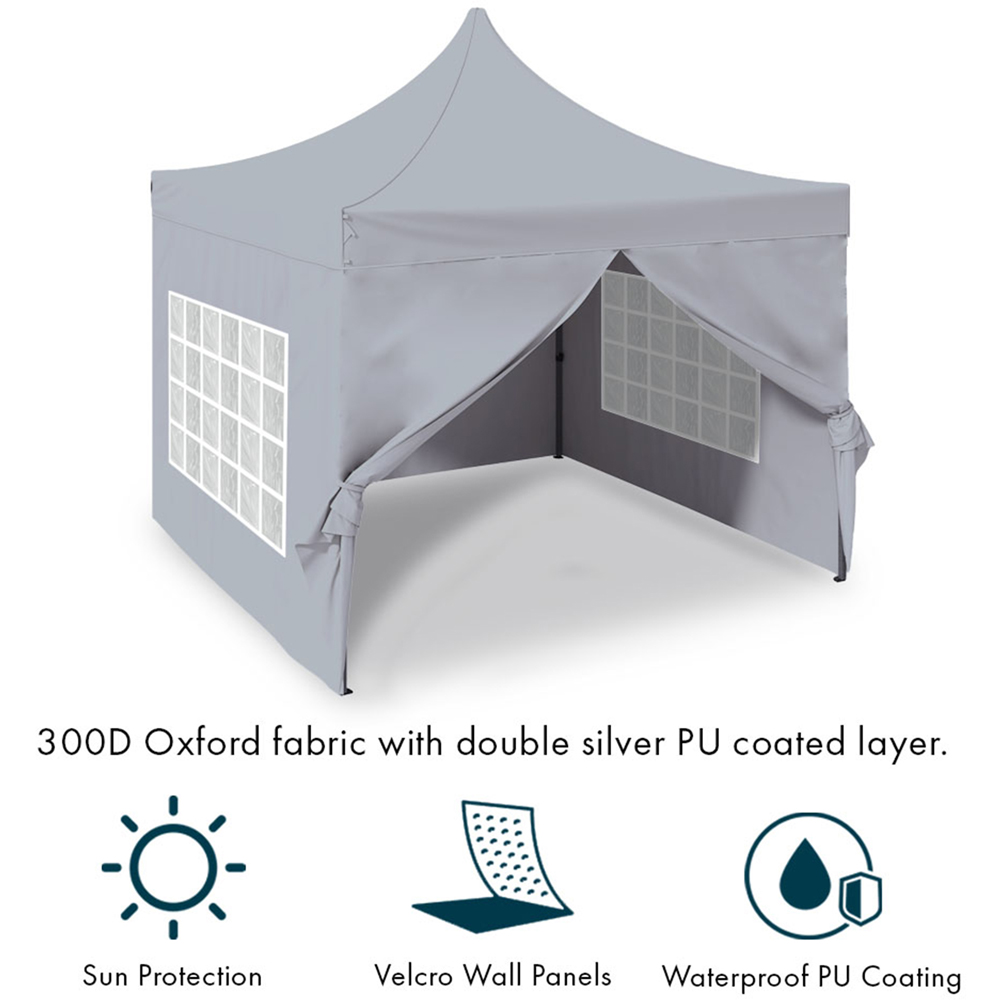 Jack Stonehouse 2 x 2m Light Grey Pop Up Gazebo Image 9